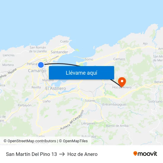 San Martín Del Pino 13 to Hoz de Anero map