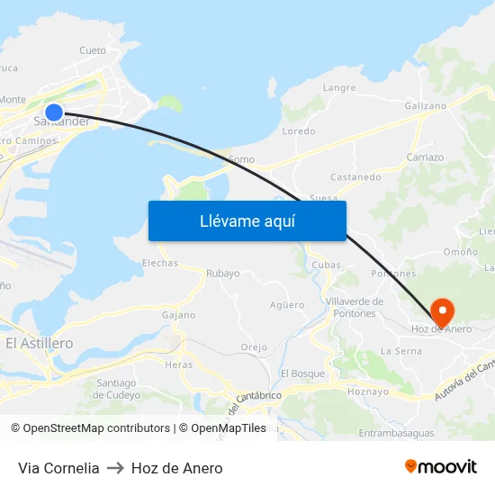 Via Cornelia to Hoz de Anero map