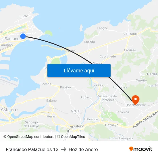 Francisco Palazuelos 13 to Hoz de Anero map