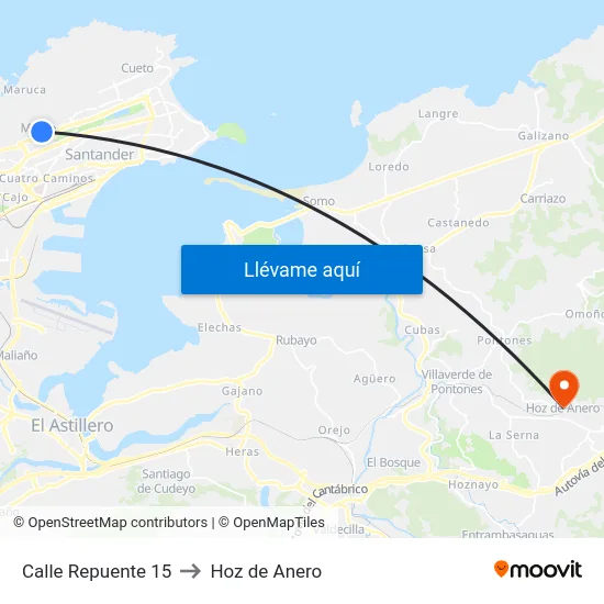 Calle Repuente 15 to Hoz de Anero map