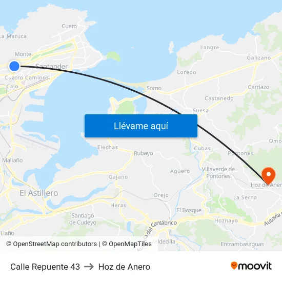 Calle Repuente 43 to Hoz de Anero map