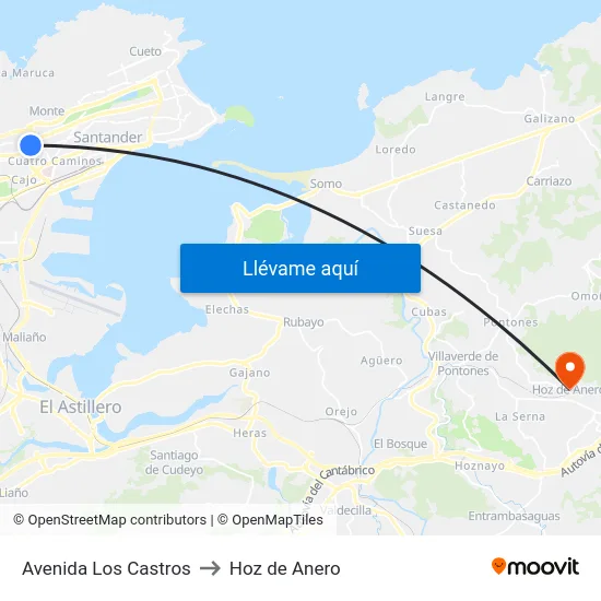 Avenida Los Castros to Hoz de Anero map