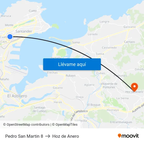 Pedro San Martin 8 to Hoz de Anero map