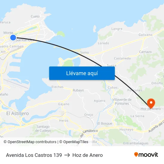 Avenida Los Castros 139 to Hoz de Anero map