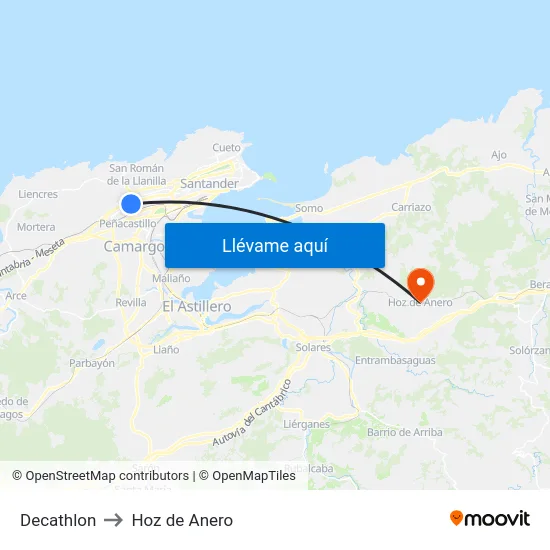 Decathlon to Hoz de Anero map