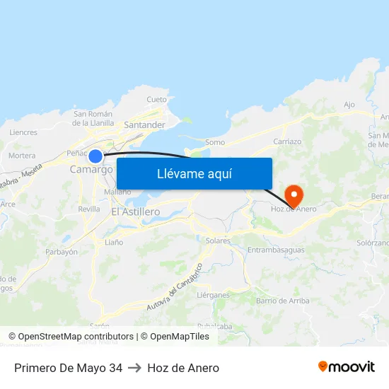 Primero De Mayo 34 to Hoz de Anero map