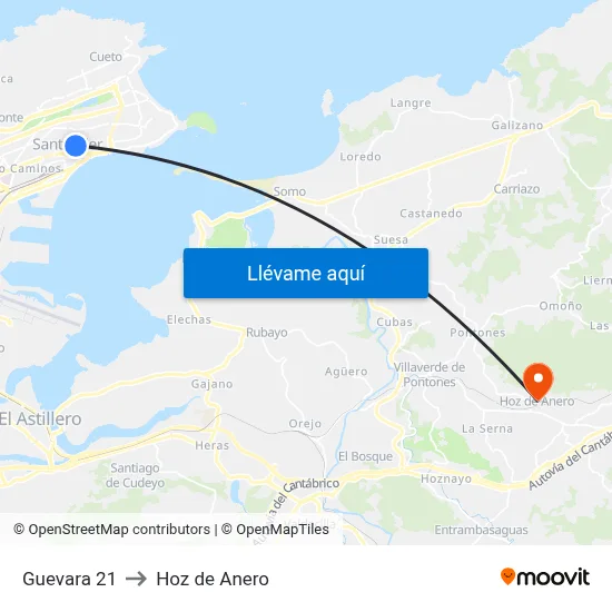 Guevara 21 to Hoz de Anero map