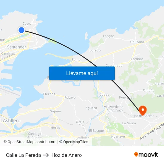 Calle La Pereda to Hoz de Anero map