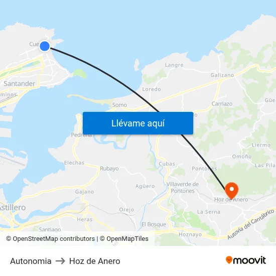 Autonomia to Hoz de Anero map