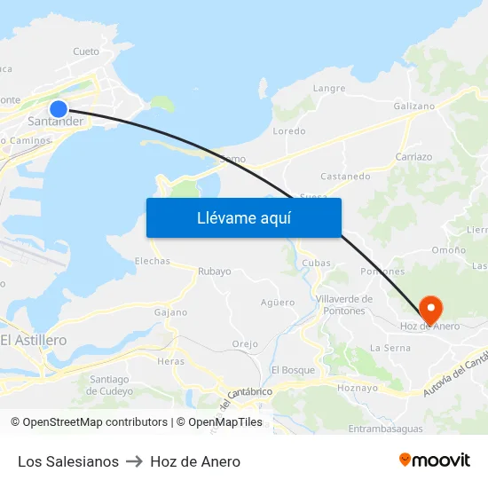 Los Salesianos to Hoz de Anero map