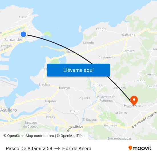 Paseo De Altamira 58 to Hoz de Anero map