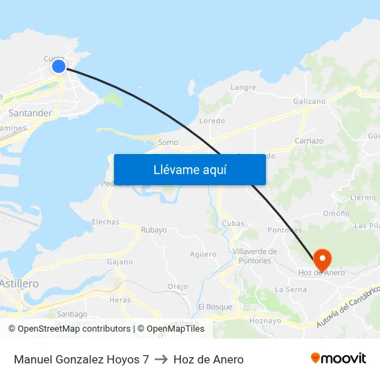 Manuel Gonzalez Hoyos 7 to Hoz de Anero map