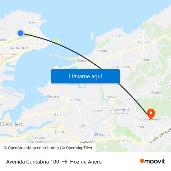 Avenida Cantabria 100 to Hoz de Anero map