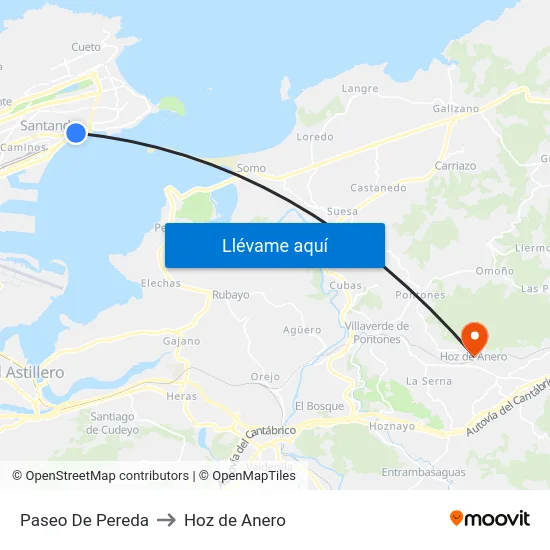 Paseo De Pereda to Hoz de Anero map