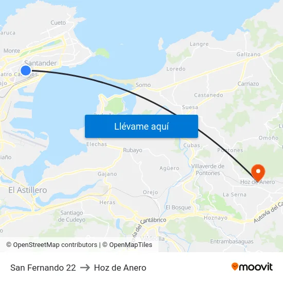 San Fernando 22 to Hoz de Anero map