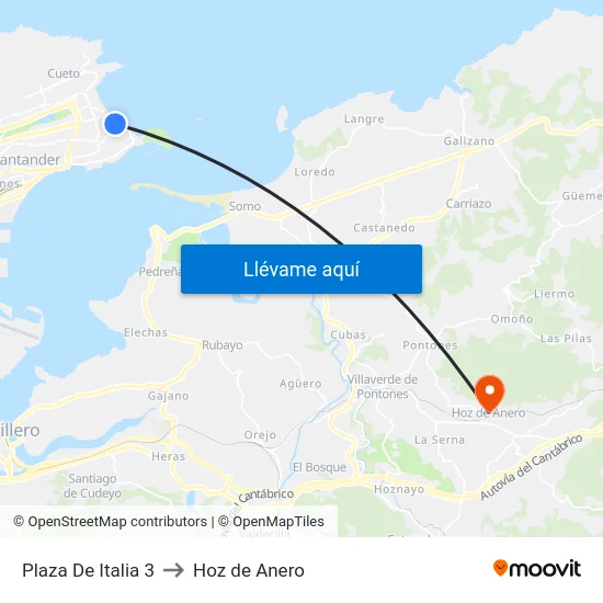 Plaza De Italia 3 to Hoz de Anero map