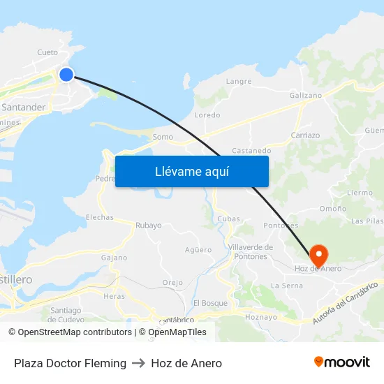 Plaza Doctor Fleming to Hoz de Anero map