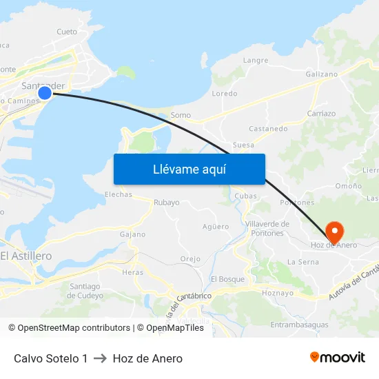 Calvo Sotelo 1 to Hoz de Anero map