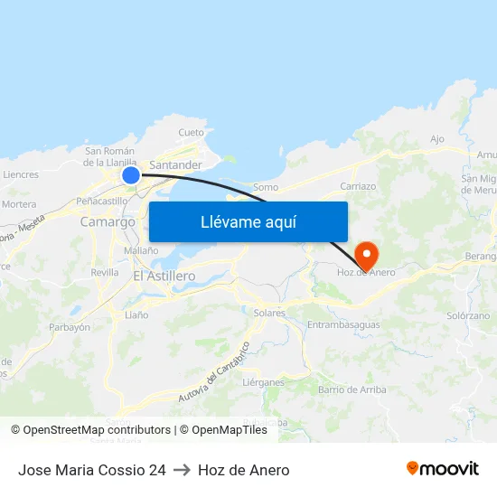 Jose Maria Cossio 24 to Hoz de Anero map