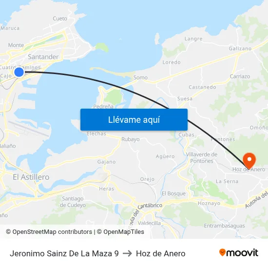 Jeronimo Sainz De La Maza 9 to Hoz de Anero map