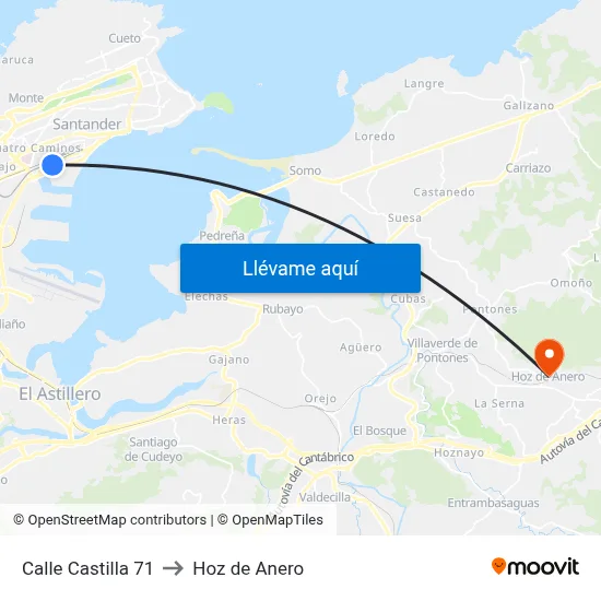 Calle Castilla 71 to Hoz de Anero map