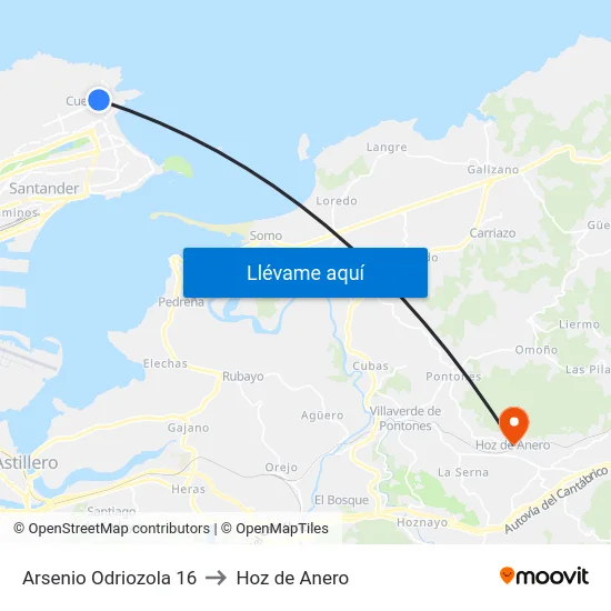 Arsenio Odriozola 16 to Hoz de Anero map