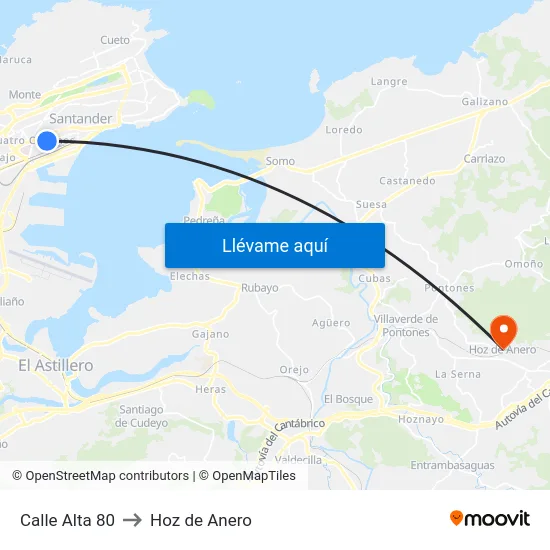 Calle Alta 80 to Hoz de Anero map