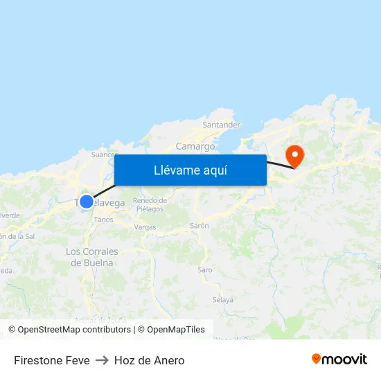 Firestone Feve to Hoz de Anero map