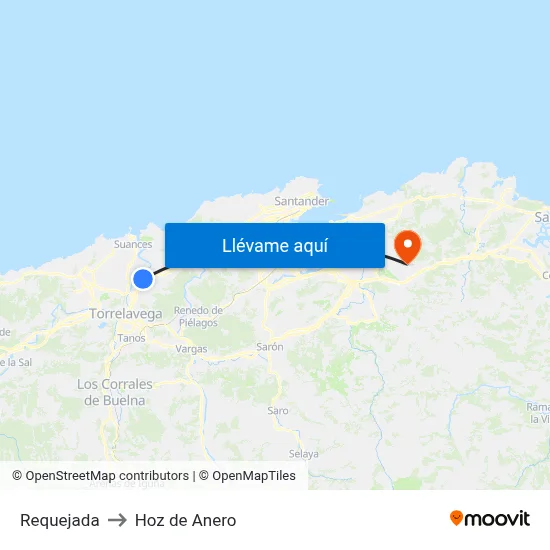 Requejada to Hoz de Anero map