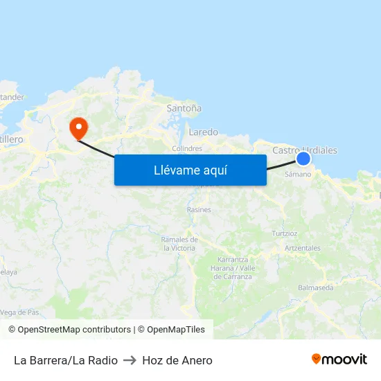 La Barrera/La Radio to Hoz de Anero map