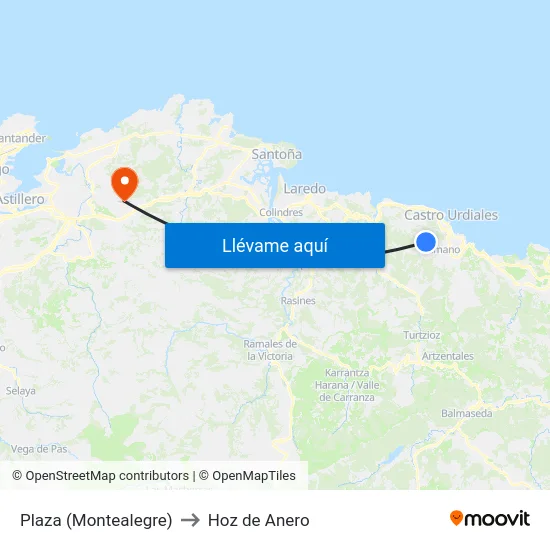 Plaza (Montealegre) to Hoz de Anero map