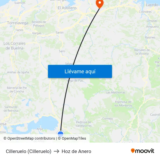 Cilleruelo (Cilleruelo) to Hoz de Anero map