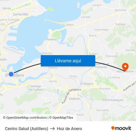 Centro Salud (Astillero) to Hoz de Anero map