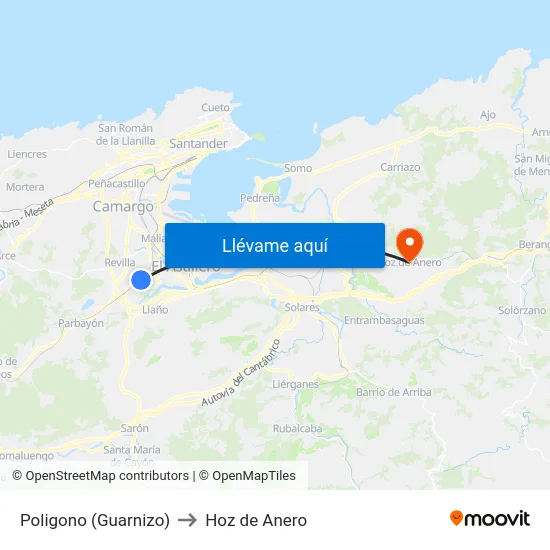 Poligono (Guarnizo) to Hoz de Anero map