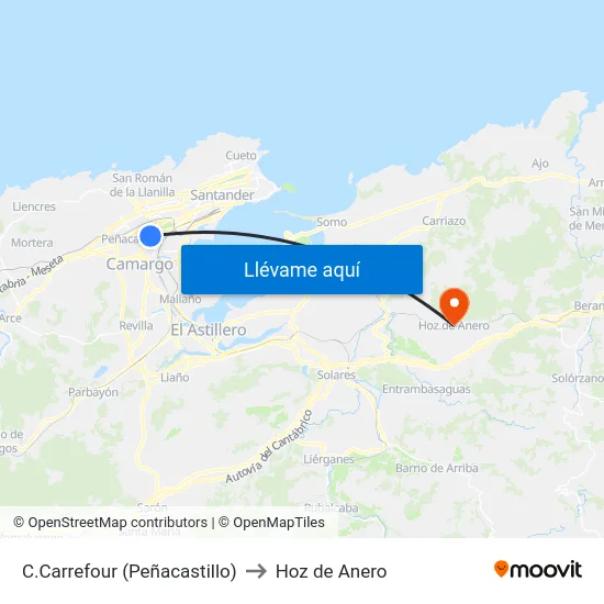 C.Carrefour (Peñacastillo) to Hoz de Anero map