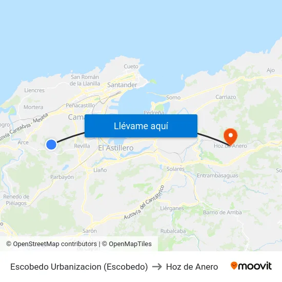 Escobedo Urbanizacion (Escobedo) to Hoz de Anero map