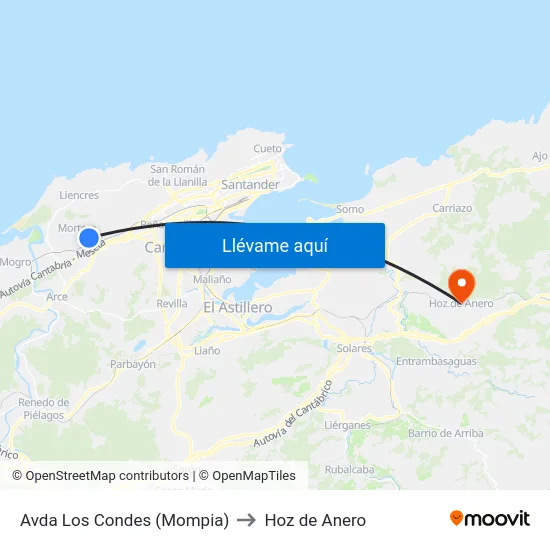 Avda Los Condes (Mompia) to Hoz de Anero map