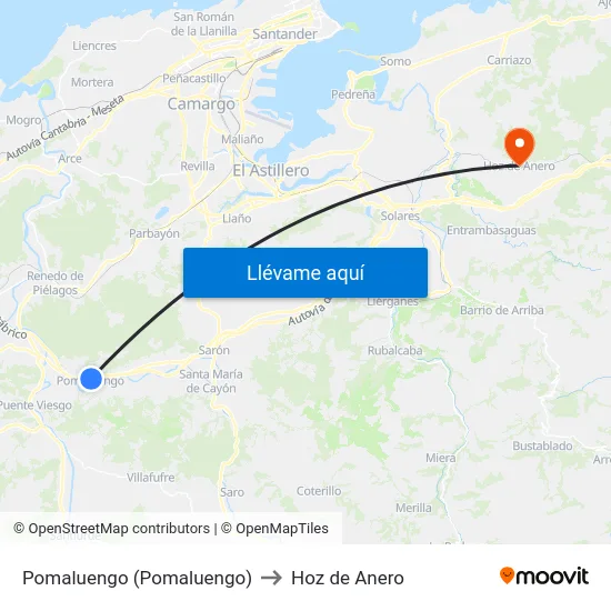 Pomaluengo (Pomaluengo) to Hoz de Anero map