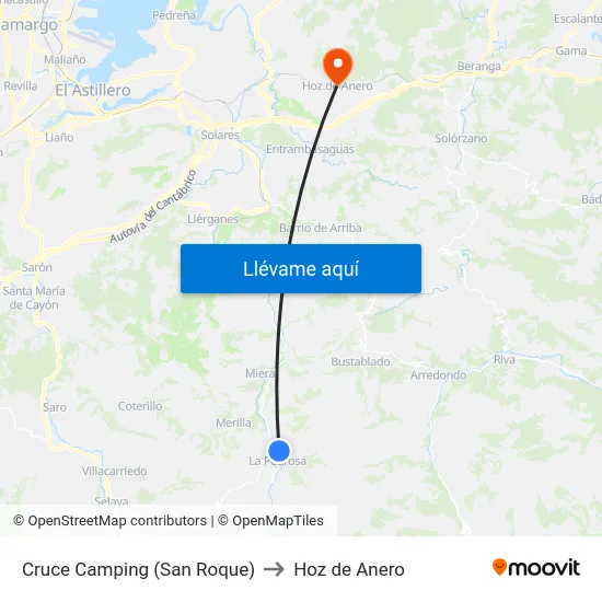 Cruce Camping (San Roque) to Hoz de Anero map