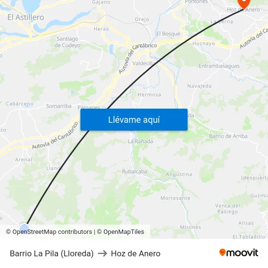 Barrio La Pila (Lloreda) to Hoz de Anero map