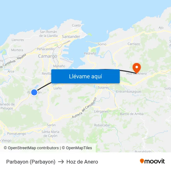 Parbayon (Parbayon) to Hoz de Anero map