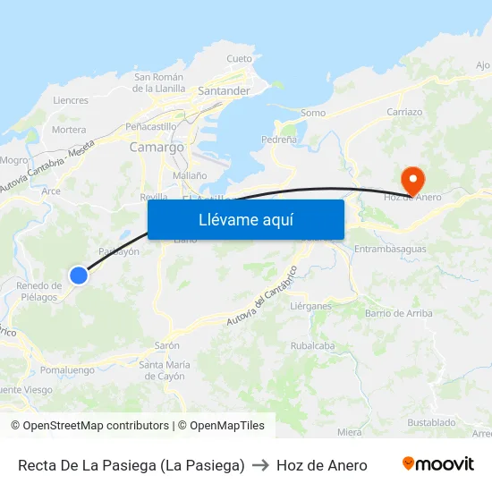 Recta De La Pasiega (La Pasiega) to Hoz de Anero map