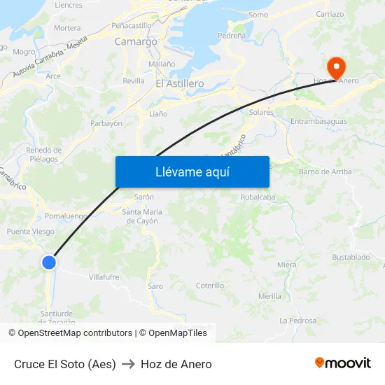 Cruce El Soto (Aes) to Hoz de Anero map