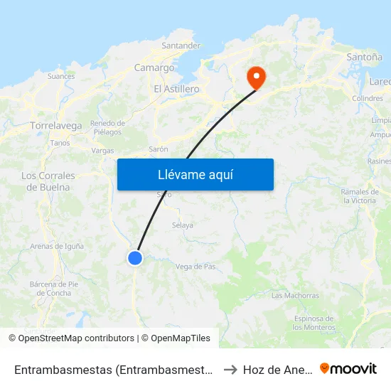 Entrambasmestas (Entrambasmestas) to Hoz de Anero map