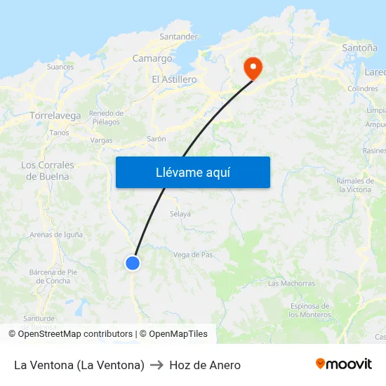 La Ventona (La Ventona) to Hoz de Anero map