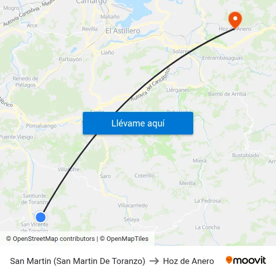 San Martin (San Martin De Toranzo) to Hoz de Anero map