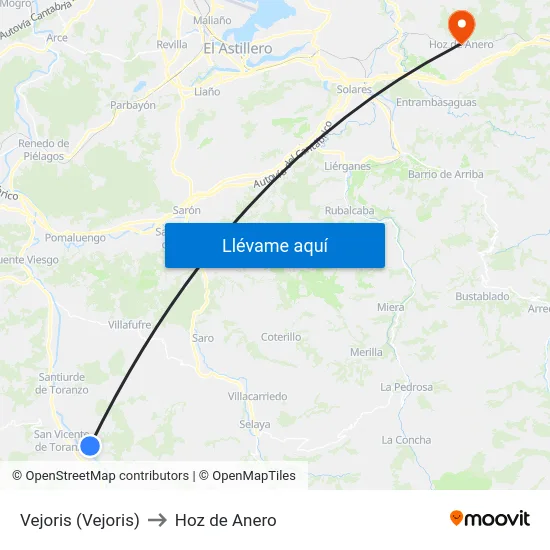 Vejoris (Vejoris) to Hoz de Anero map