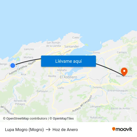 Lupa Mogro (Mogro) to Hoz de Anero map