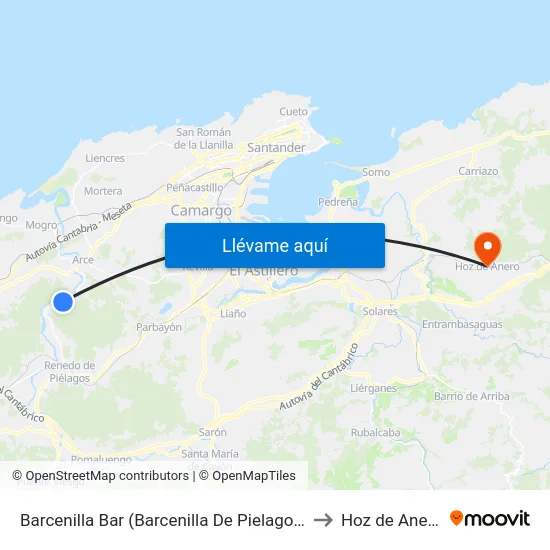 Barcenilla Bar (Barcenilla De Pielagos) to Hoz de Anero map