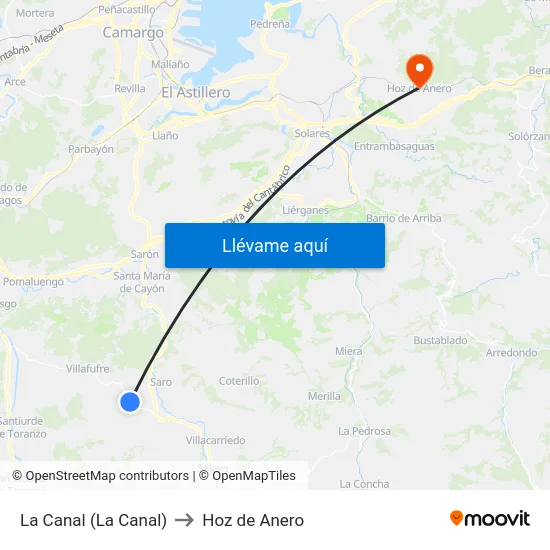 La Canal (La Canal) to Hoz de Anero map